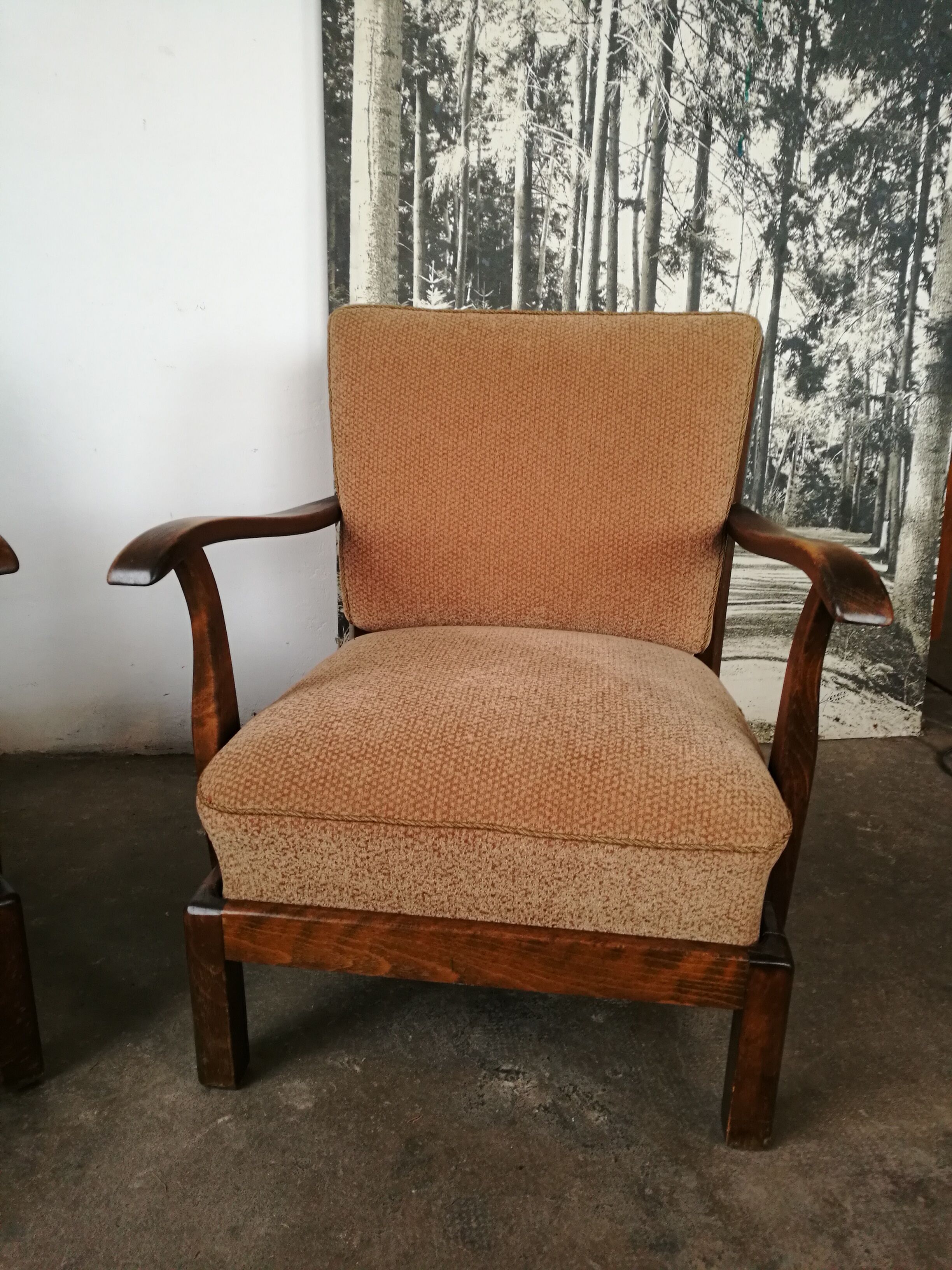 Pair of art deco velvet armchairs