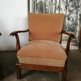 Pair of art deco velvet armchairs