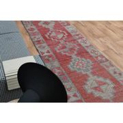 1970s Vintage Turkish Oushak Handmade Wool Cotton Pink Runner Rug 82x304