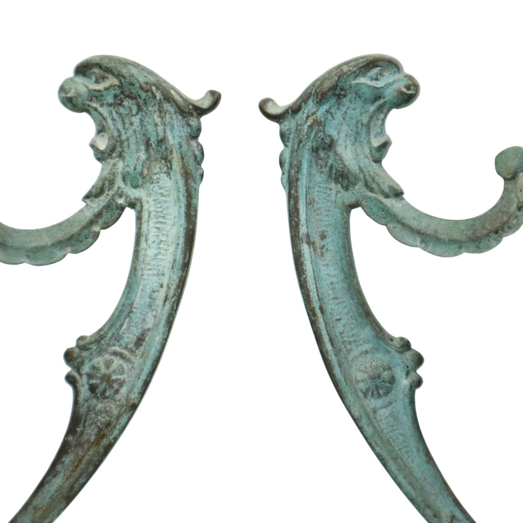 French Art Nouveau Style Flower Pots Garden Vases Verdigris