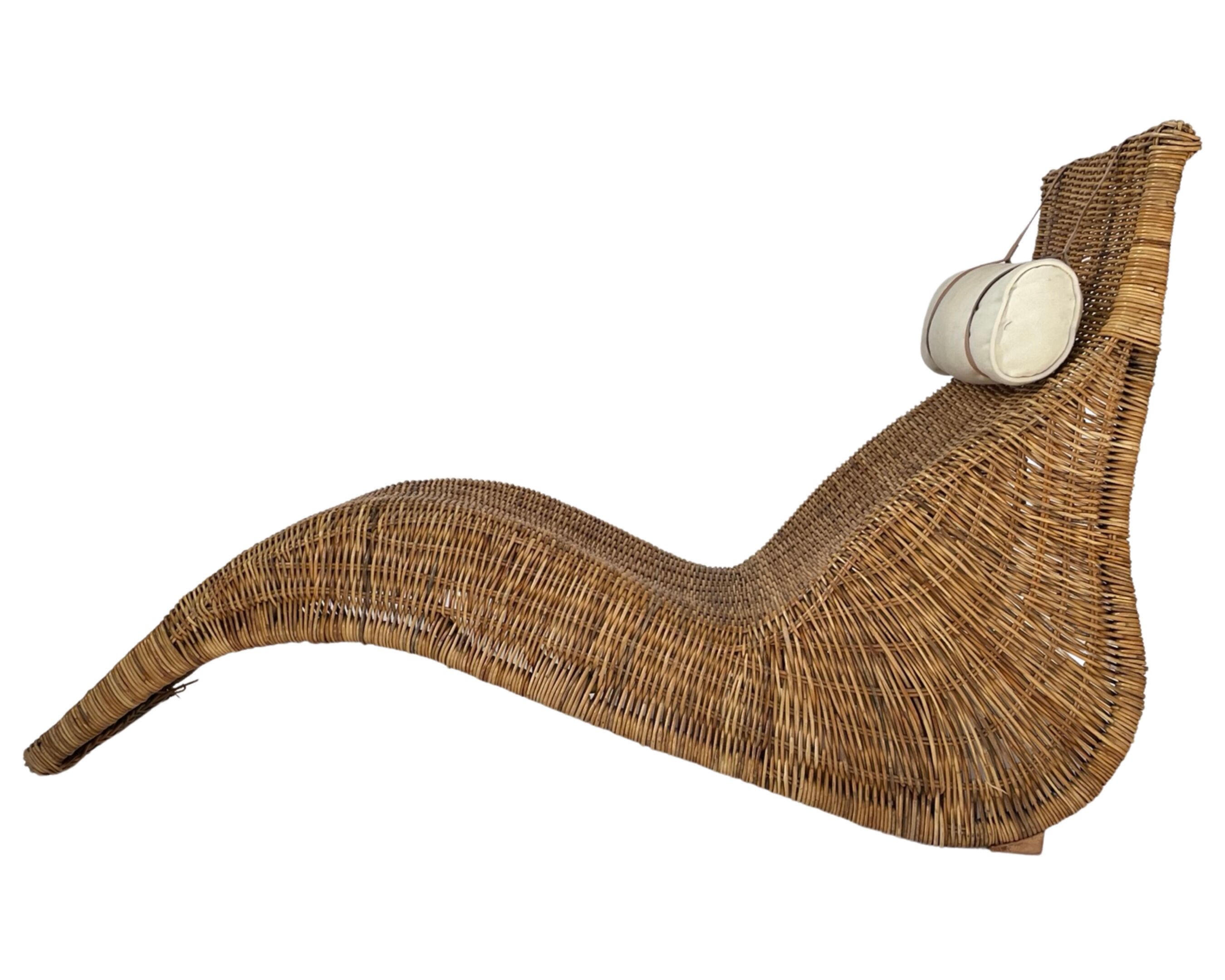 Karlskrona Rattan Wicker Chaise Lounge by Karl Malmvall for Ikea