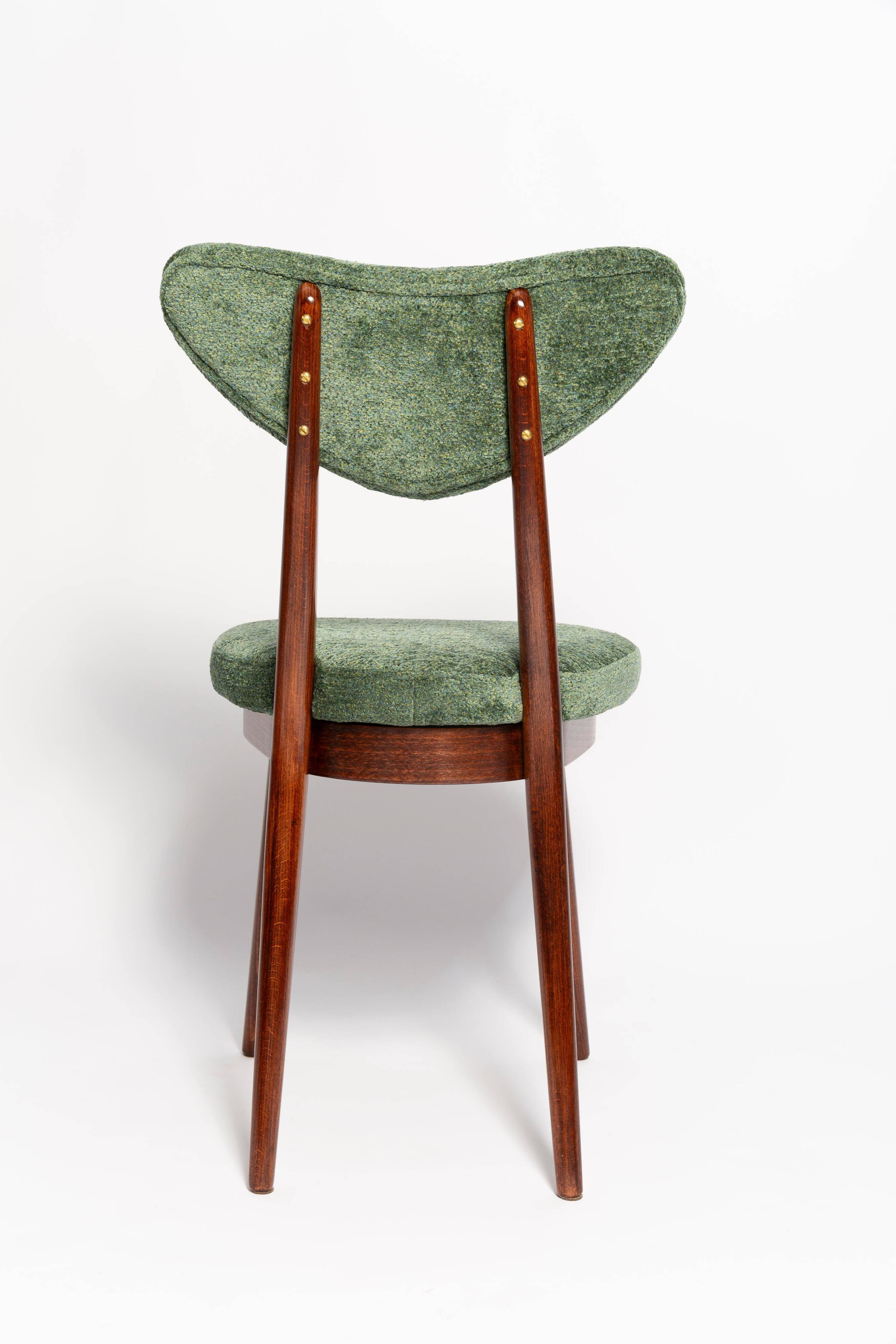 Heart Mid-Century Chair in Green Velvet and Dark Wood