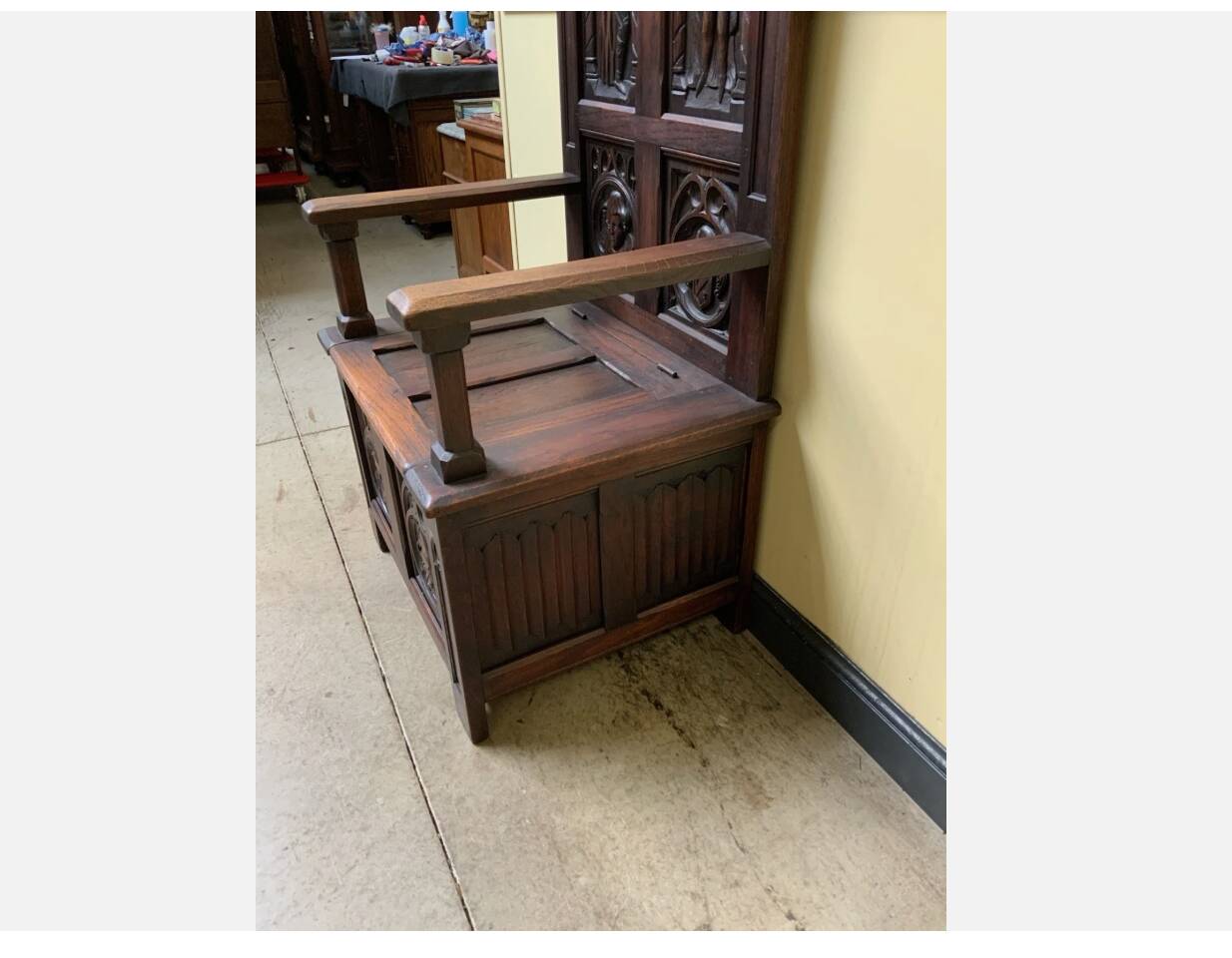 Antique - Chest Bench, - Neo-Gothic