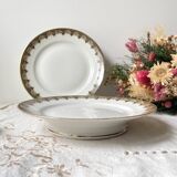 Vintage pedestal dish White porcelain with flowers Made in France