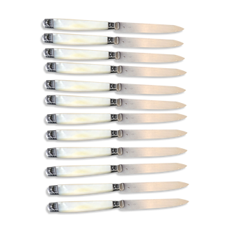 12 fruit knives, mother-of-pearl handle