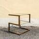 Brass coffee table with double glass shelf, 1970s