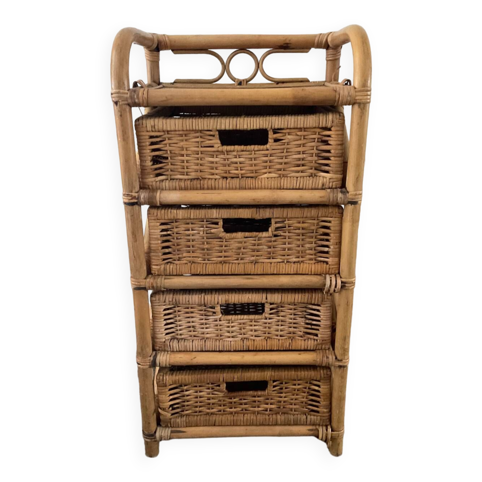 Vintage rattan chiffonier from the 70s