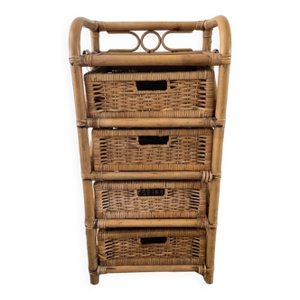 Vintage rattan chiffonier from the 70s