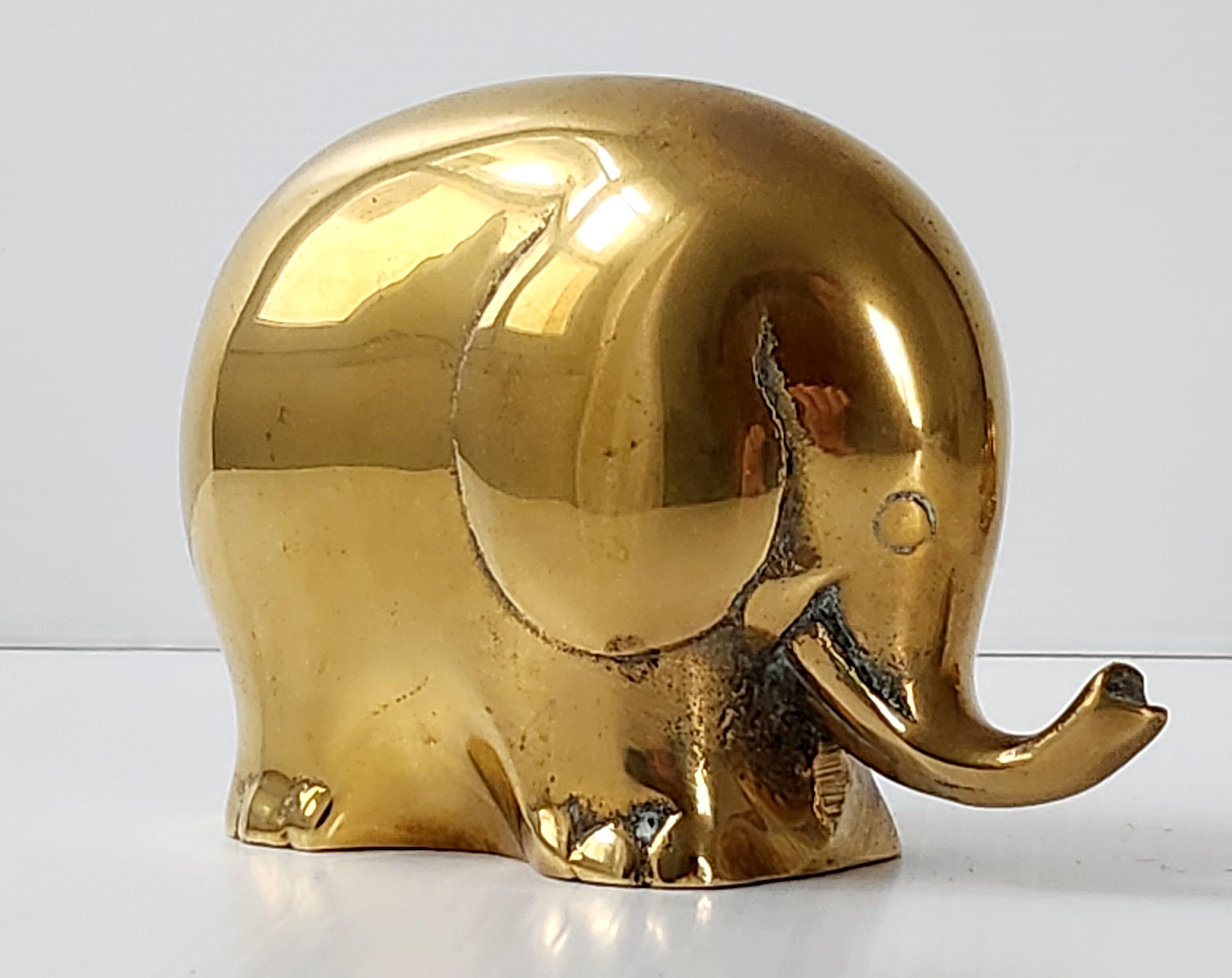 Suite de 3 éléphants en laiton vintage 1970