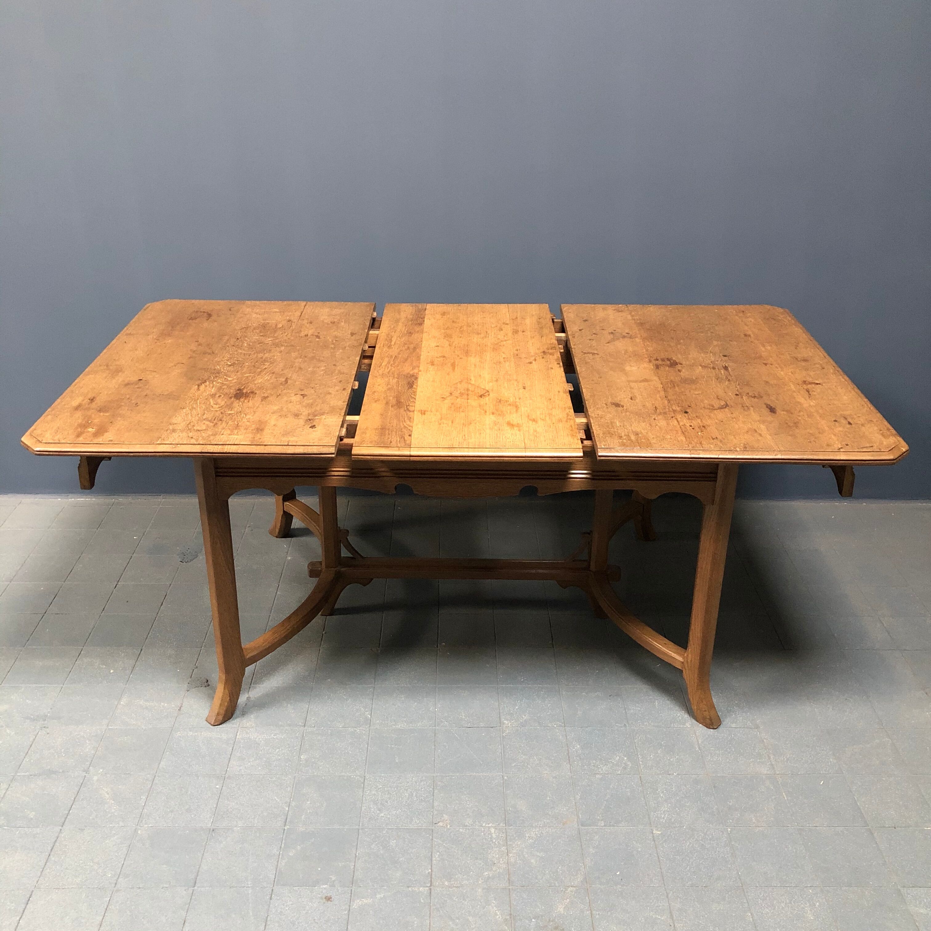 Dutch oak kitchen table in art deco style from the 1930s