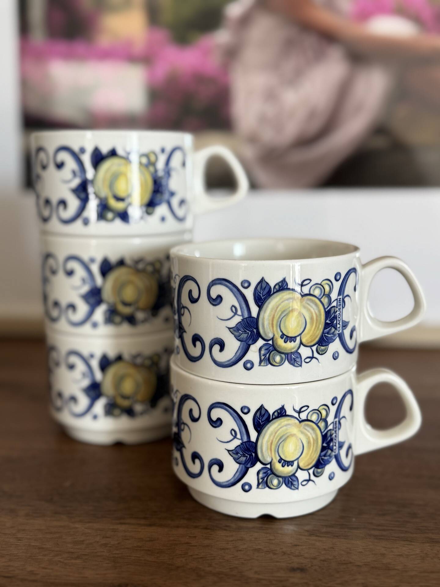 5 tasses et coupelles vintage Villeroy & Boch modèle Cadiz