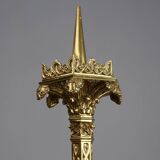 Neo‑Gothic Copper Church Candleholder Stamped “LL A Paris”, France ca. 1880