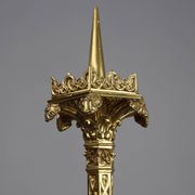 Neo‑Gothic Copper Church Candleholder Stamped “LL A Paris”, France ca. 1880
