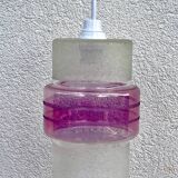 Vintage white and mauve pink frosted glass pendant lamp