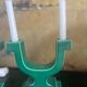 Set of 2 Art Deco candlesticks in green earthenware