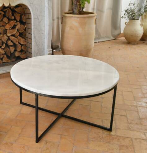 Table basse circulaire marbre de carrare 80 cm D