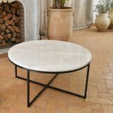 Circular Carrara marble coffee table 80 cm D
