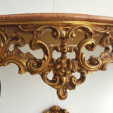 Claude Dalle large console wood dore platter signed marble Romeo