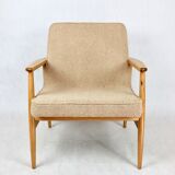 Beige boucle gfm63 lounge chair by J. Kedziorek, 1970s