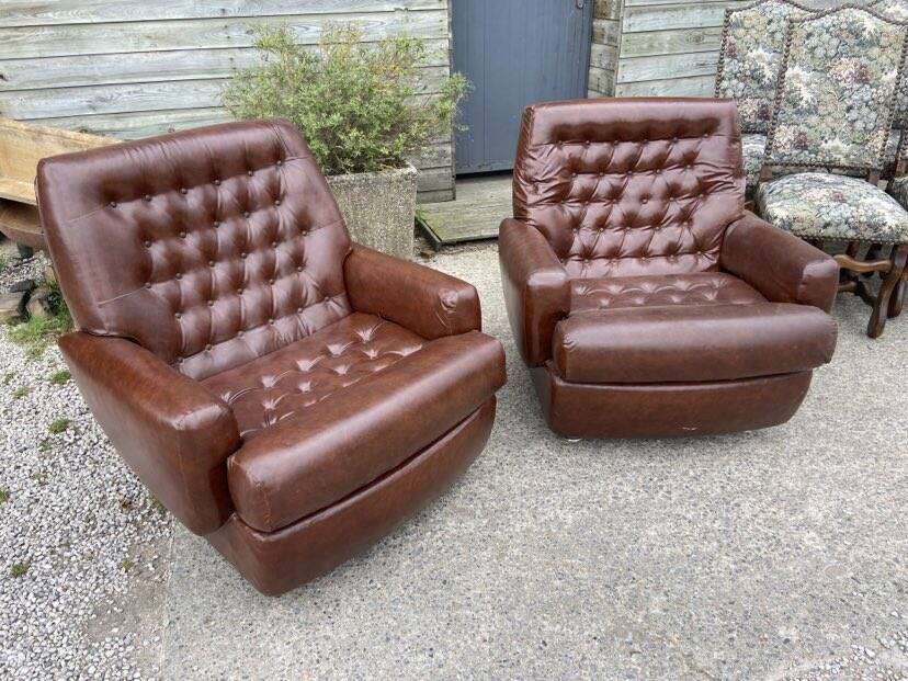 2 vintage skai armchairs
