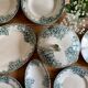 Set of 8 vintage flat plates in iron earth, model Narcisses de Saint Amand (LOT1)
