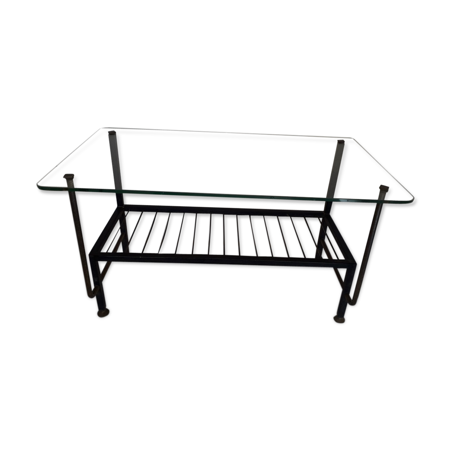 60's design metal and glass coffee table