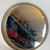 Vintage Italian wood round wall mirror from 50s