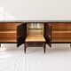 Vintage mahogany and brass enfilade, Louis XVI style.