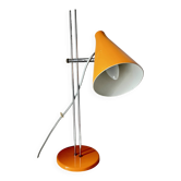 Vintage Mid-Century Table Lamp by Josef Hůrka for Lidokov | Orange & Chrome