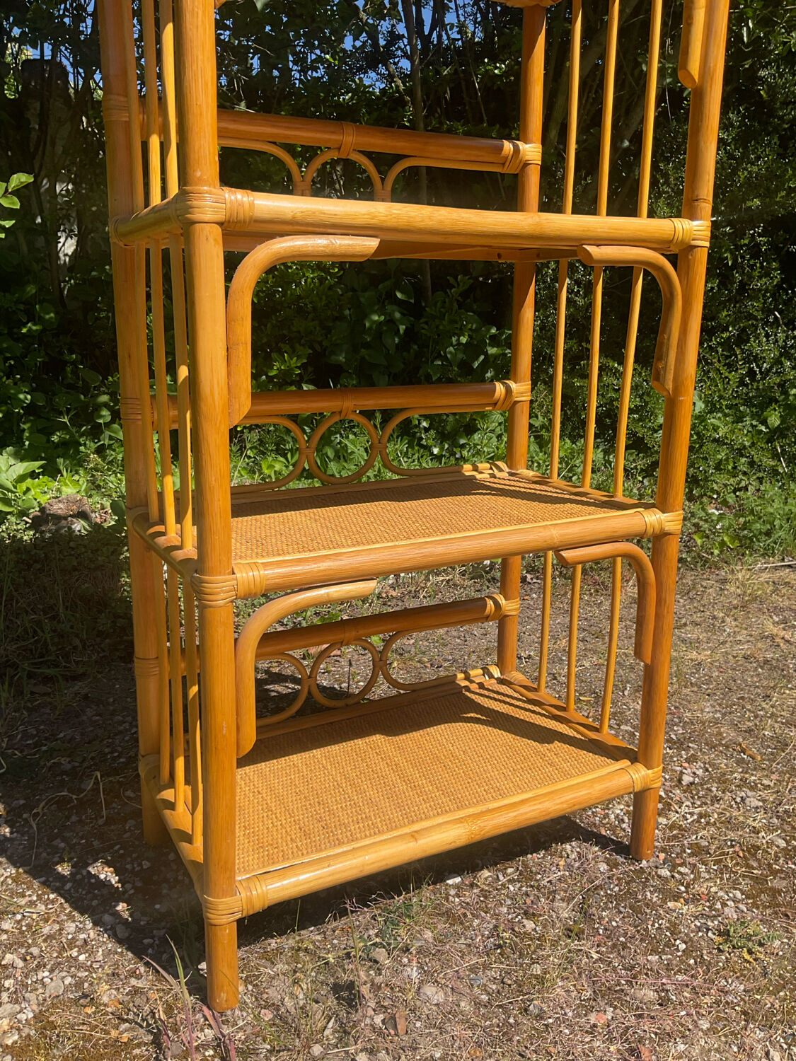1970s rattan shelf