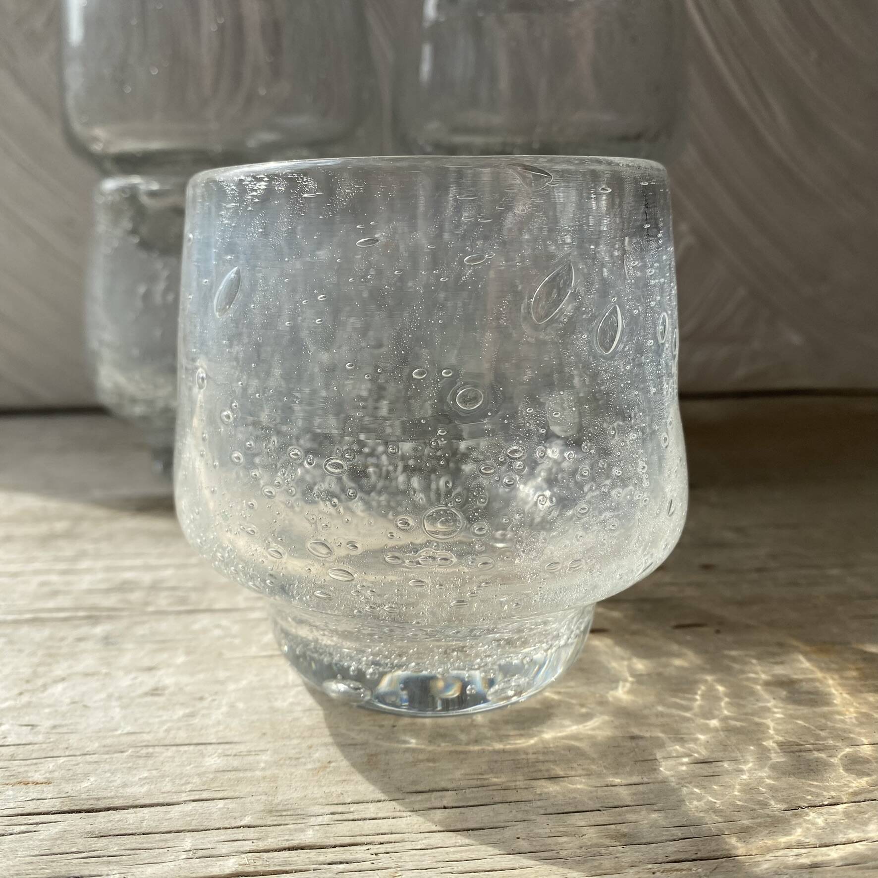Set punch ou cocktail en verre soufflé bullé , esprit Biot