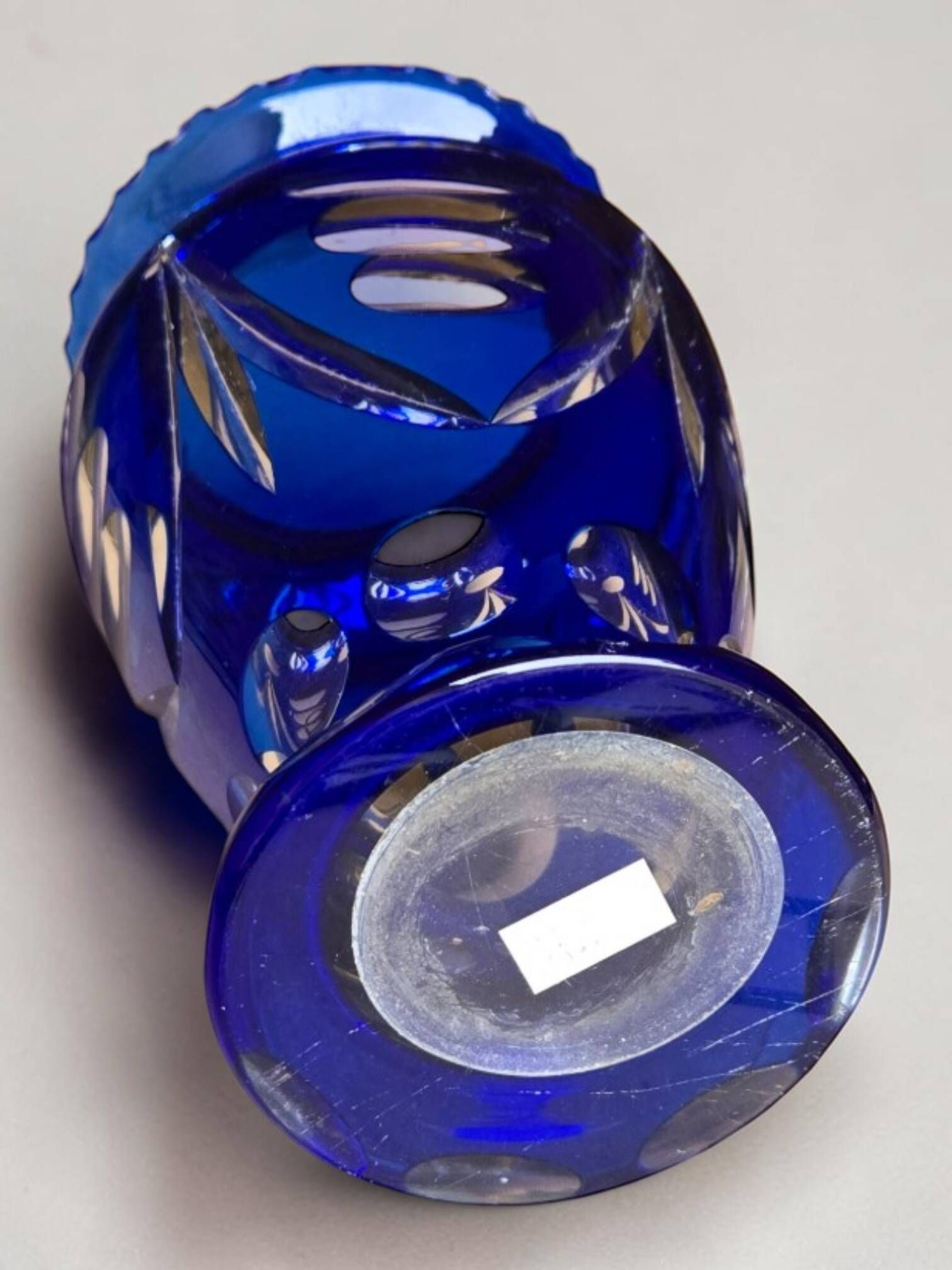 Cobalt blue crystal vase, Czechoslovakia