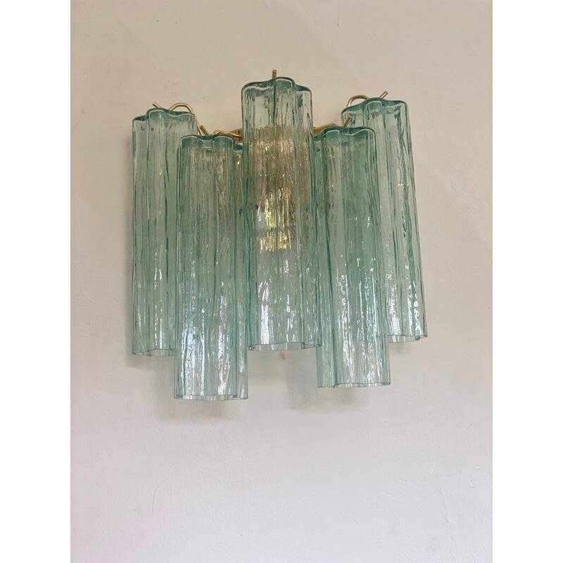 Italian Wall Light Green “Tronchi” Murano Glass Wall Sconce