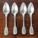 4 old large pointed spoons Christofle silver metal