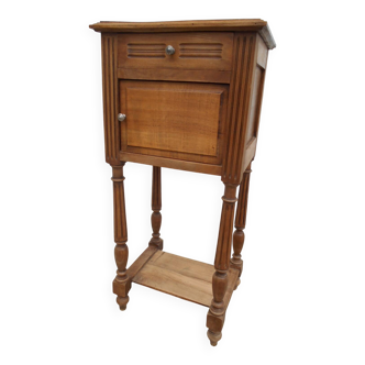 Antique bedside table, made of solid walnut.