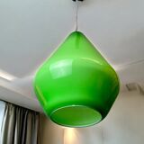 Green opaline tear drop shaped hanging lamp light