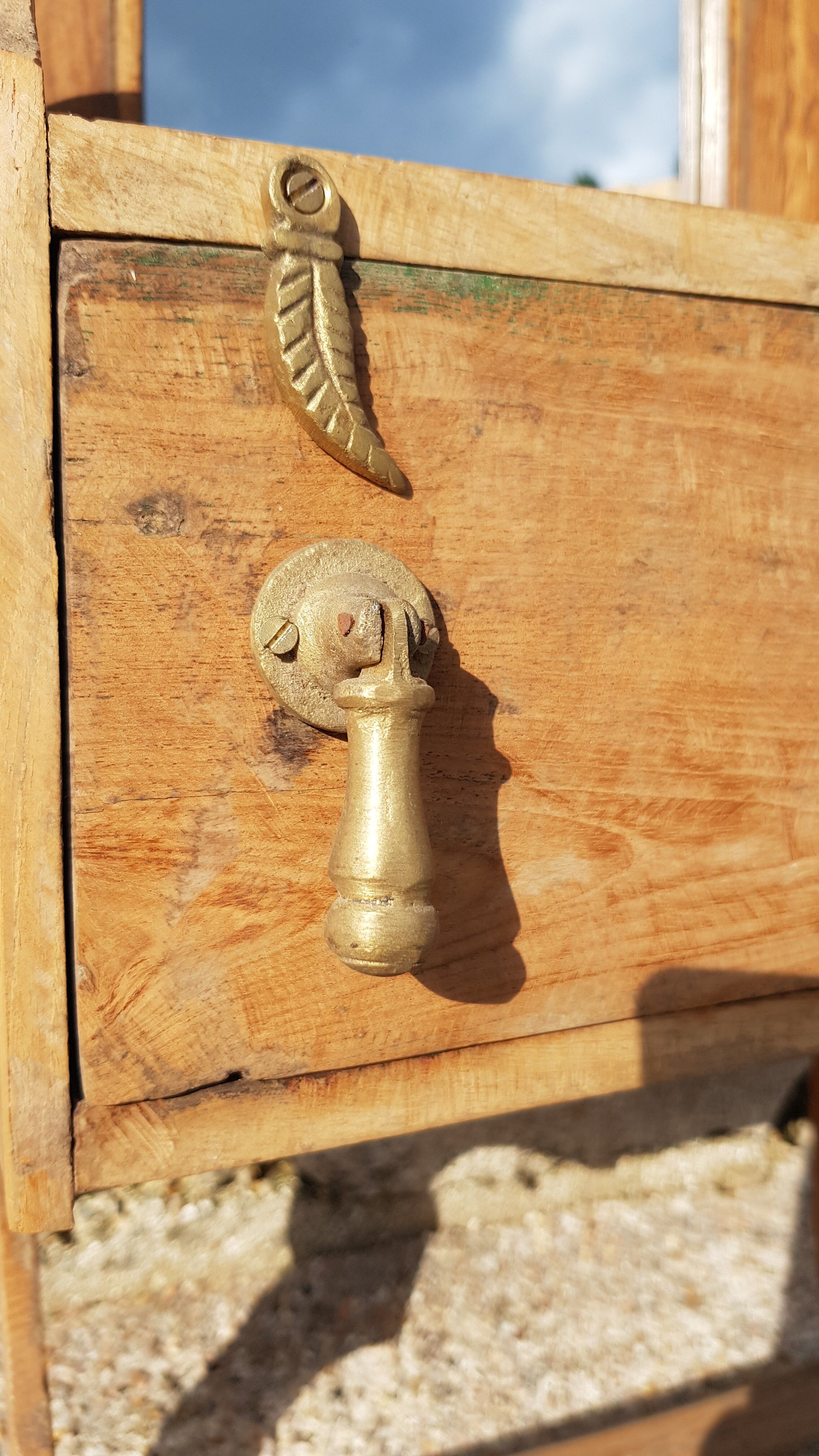 Old teak barber mirror
