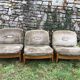 3 vintage khaki wood and suede heaters 70s
