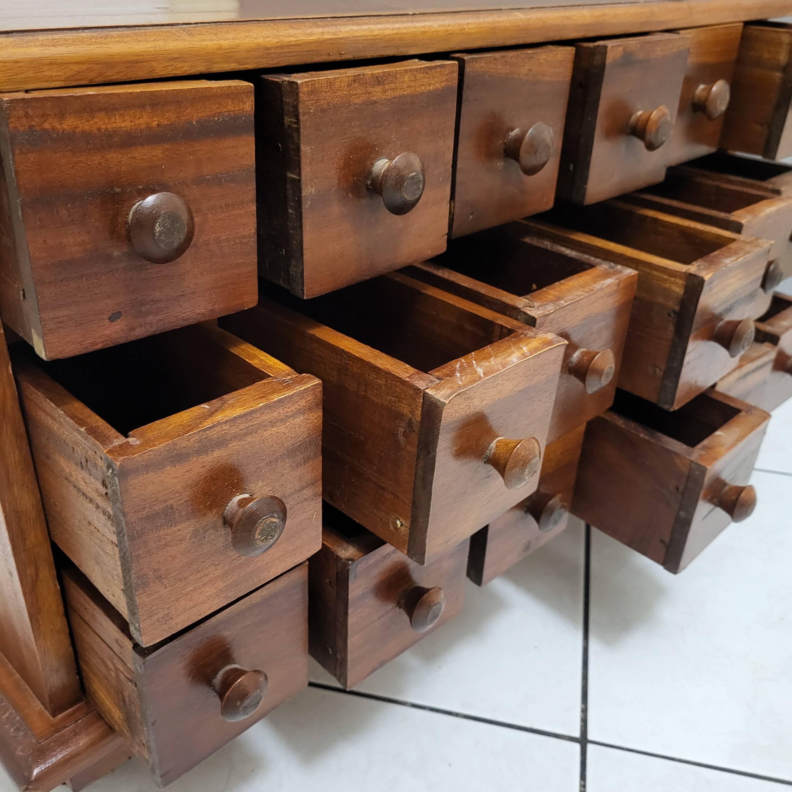 Trade furniture, apothecary in oak, late 19th century.
