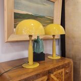 Paire de lampes de table, Métal, Couleur moutarde, 21e s. - France