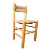 Chaise paillée bois clair vintage style Perriand