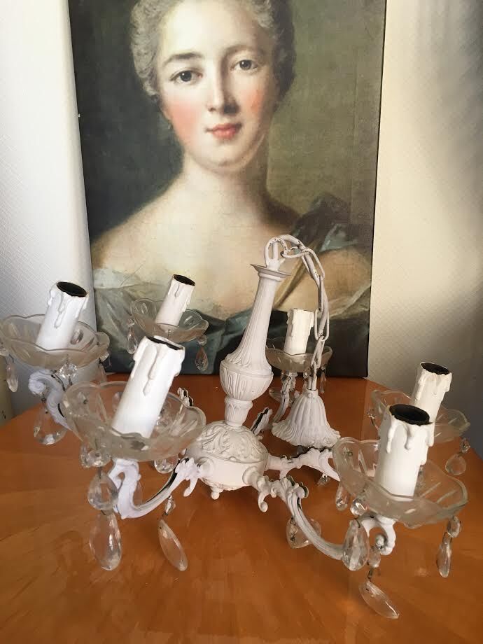 Bronze chandelier with bobèches and stamps 6 branches