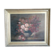 Painting still life with bouquet of roses and lilacs