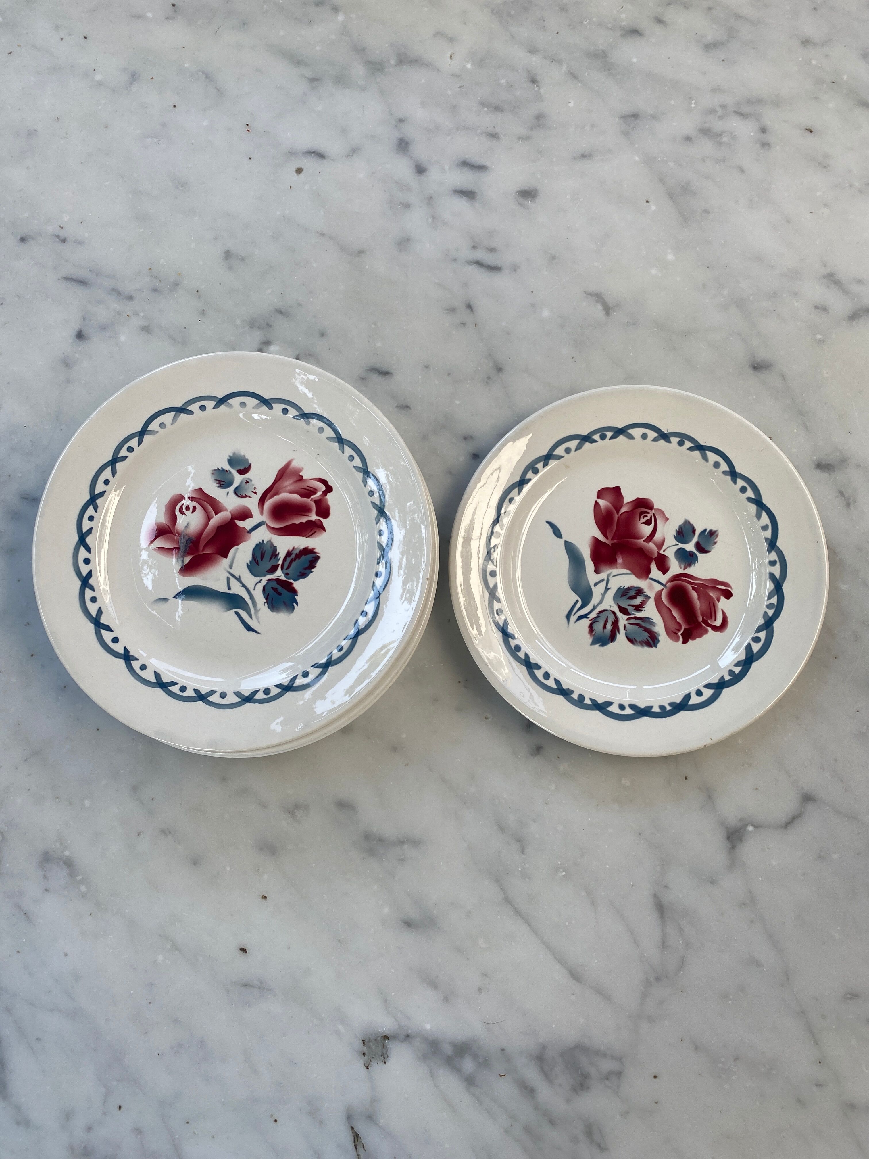 Set of 8 flat plates Digoin Sarreguemines Cannes