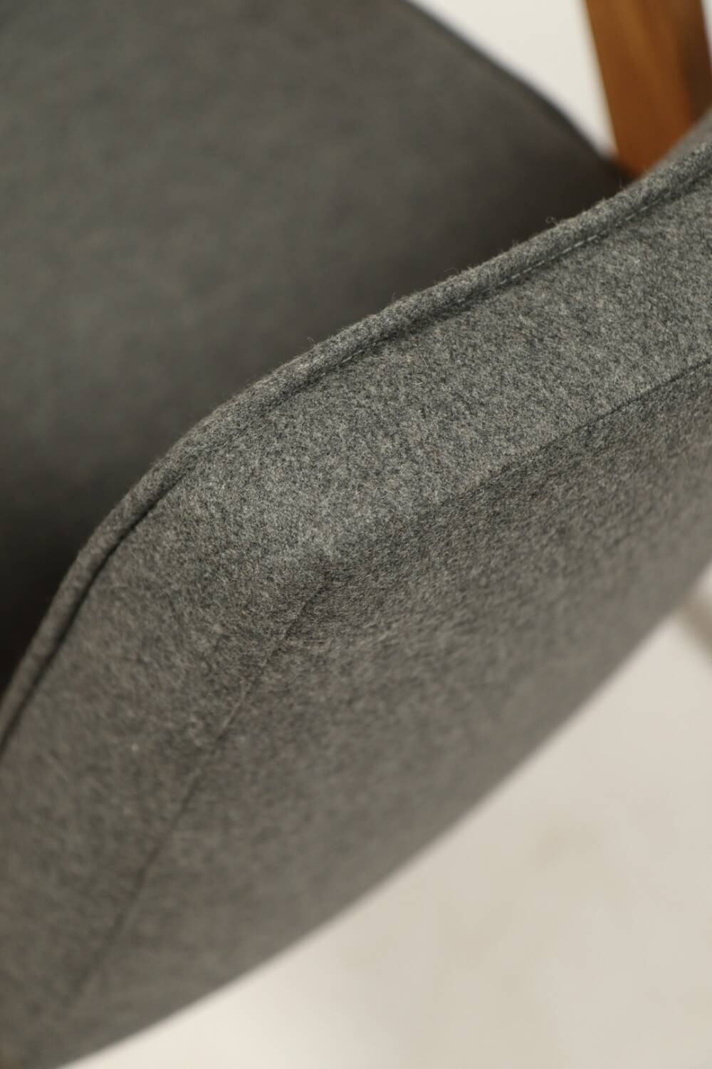 Vintage armchair anthracite gray natural wool oak wood