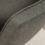 Vintage armchair anthracite gray natural wool oak wood