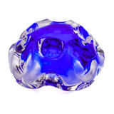 Sculptural Cobalt Blue & Crystal Sommerso Dish - Murano - 1960