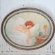 Ancient oval painting of a sleeping woman in oil on wood panel.