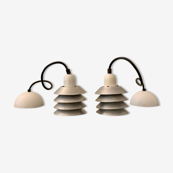 Paire de suspensions vintage - lampes en métal design des années 70