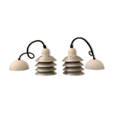 Pair of vintage pendant lights - 70s design metal lamps